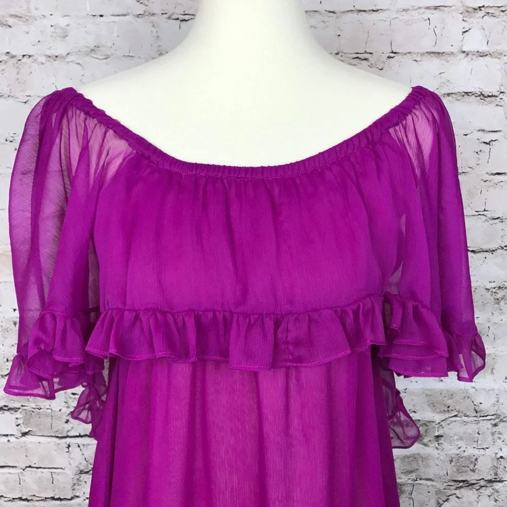 FREE PEOPLE Off Shoulder Ruffle Cape Dress EUC sz S/M